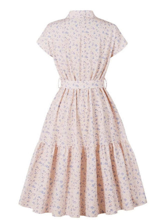 Abito floreale e colletto blazer con cintura anni '40