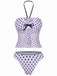 Set tankini a pois con fiocco e scollo all'americana rosa anni '50