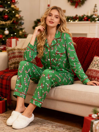 Pigiama natalizio a forma di bastoncino di zucchero anni '50