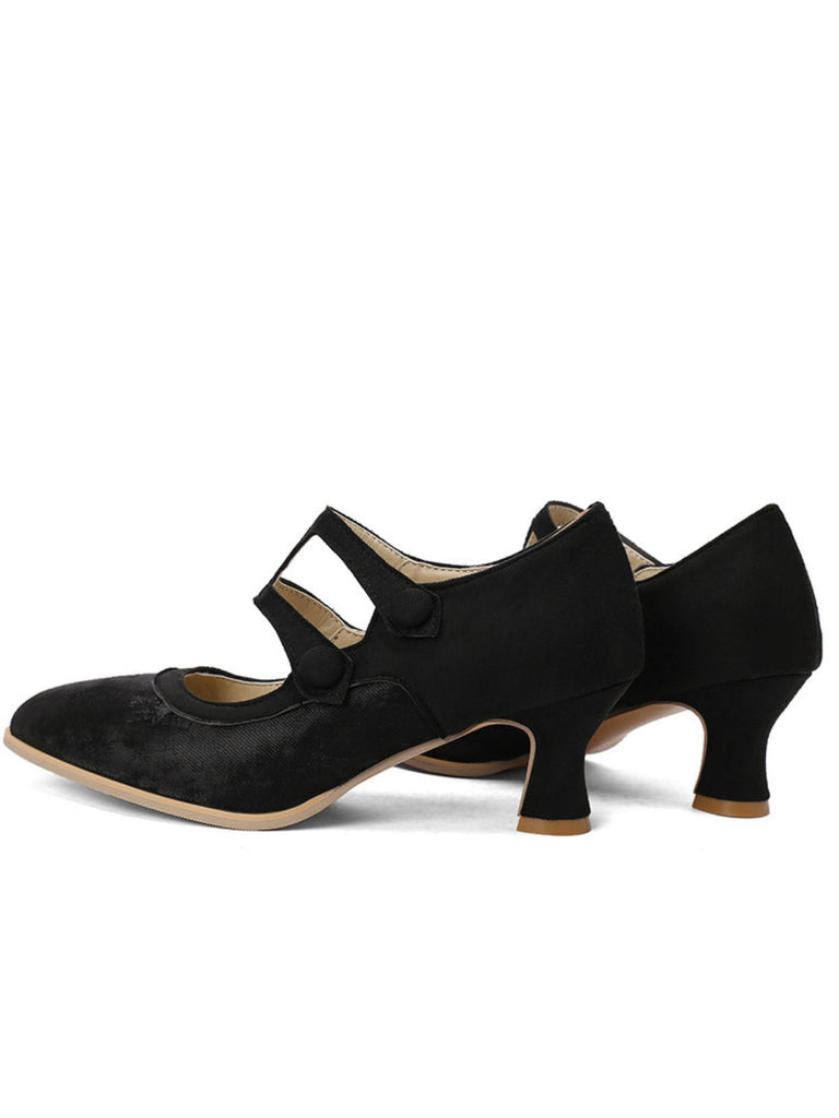 Mary Jane in pelle scamosciata con dettagli a bottone