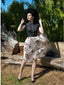 Abito vintage patchwork a farfalla nero anni '50