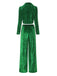 2PCS Blazer in flanella plissettata e pantaloni a gamba larga verde anni '80
