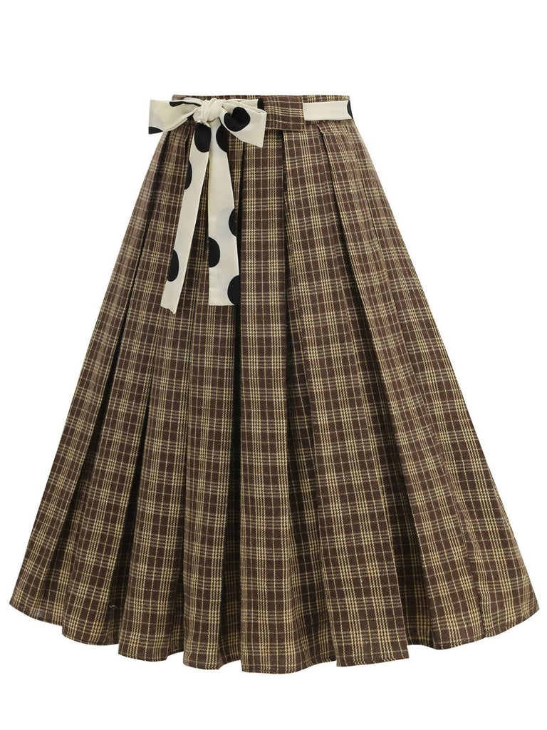 Gonna a pieghe a quadri e pois con cintura anni '50