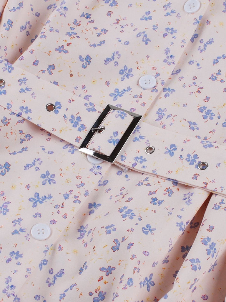 Abito floreale e colletto blazer con cintura anni '40