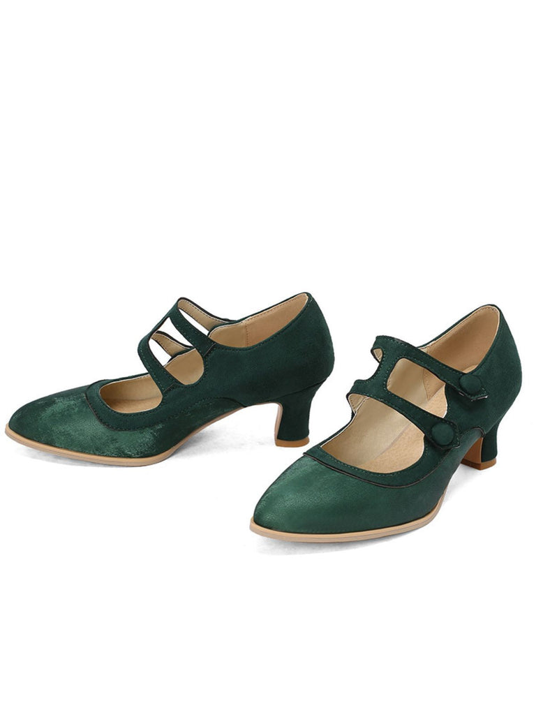 Mary Jane in pelle scamosciata con dettagli a bottone