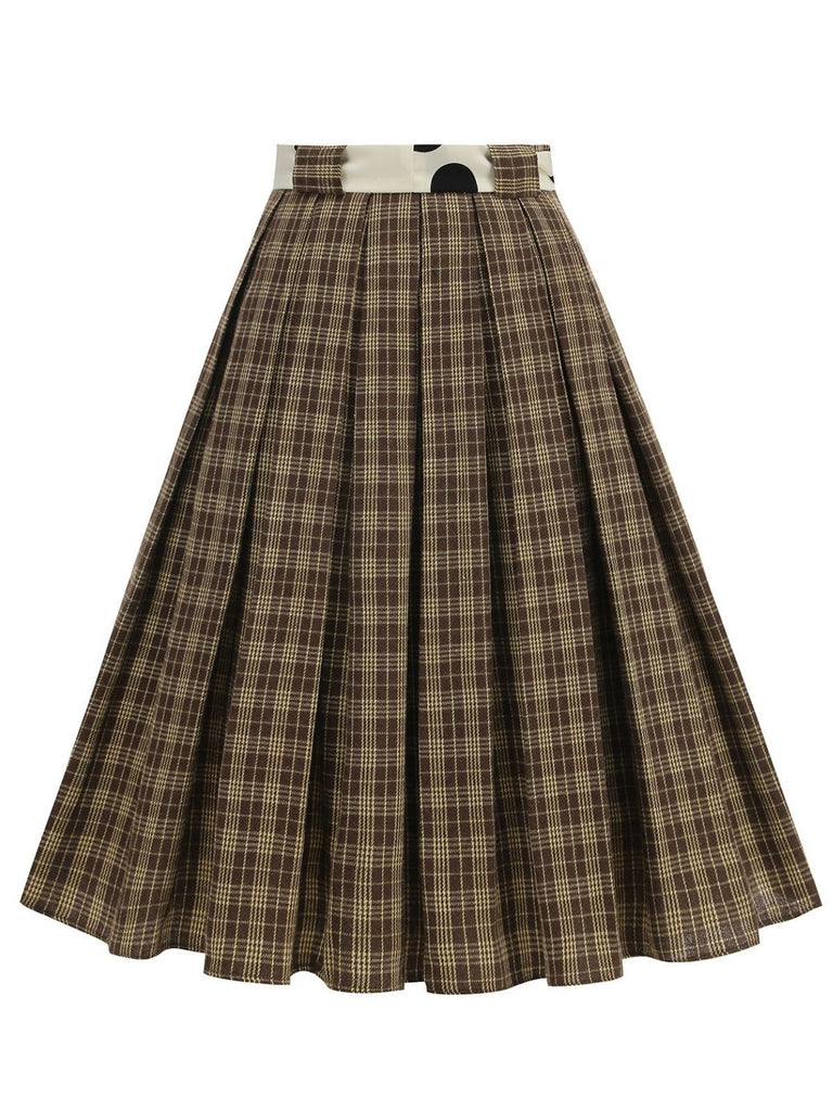 Gonna a pieghe a quadri e pois con cintura anni '50