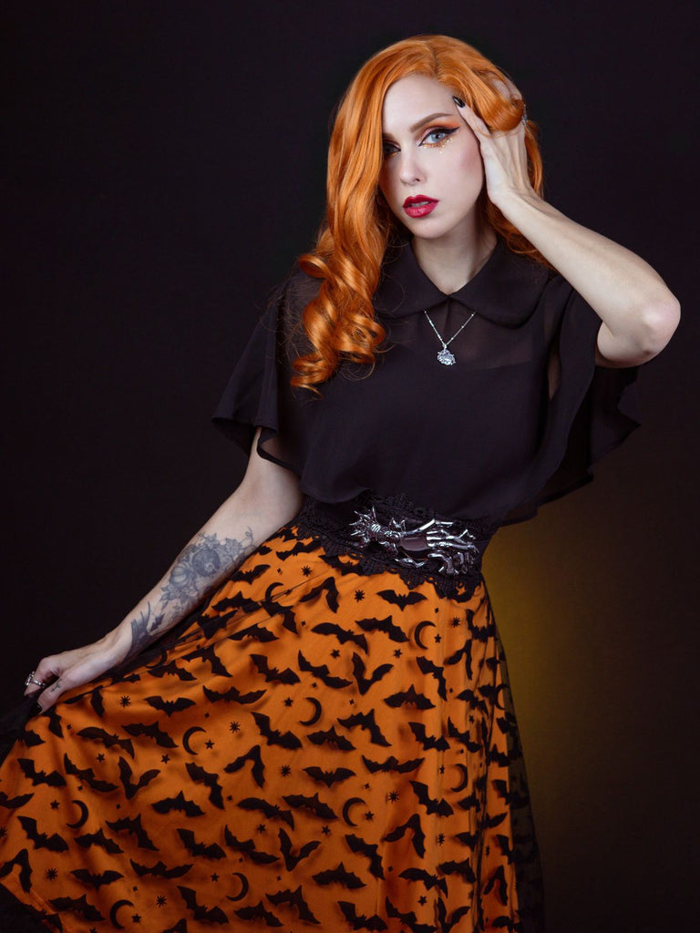 Abito e mantello patchwork con spalline Halloween anni '50