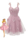 [Prevendita] Miniabito Homecoming rosa anni '60 in tulle glitterato con farfalle