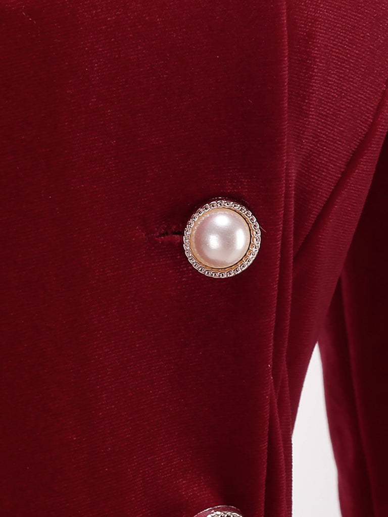 Abito in velluto con collo di pelliccia di Babbo Natale rosso anni '50