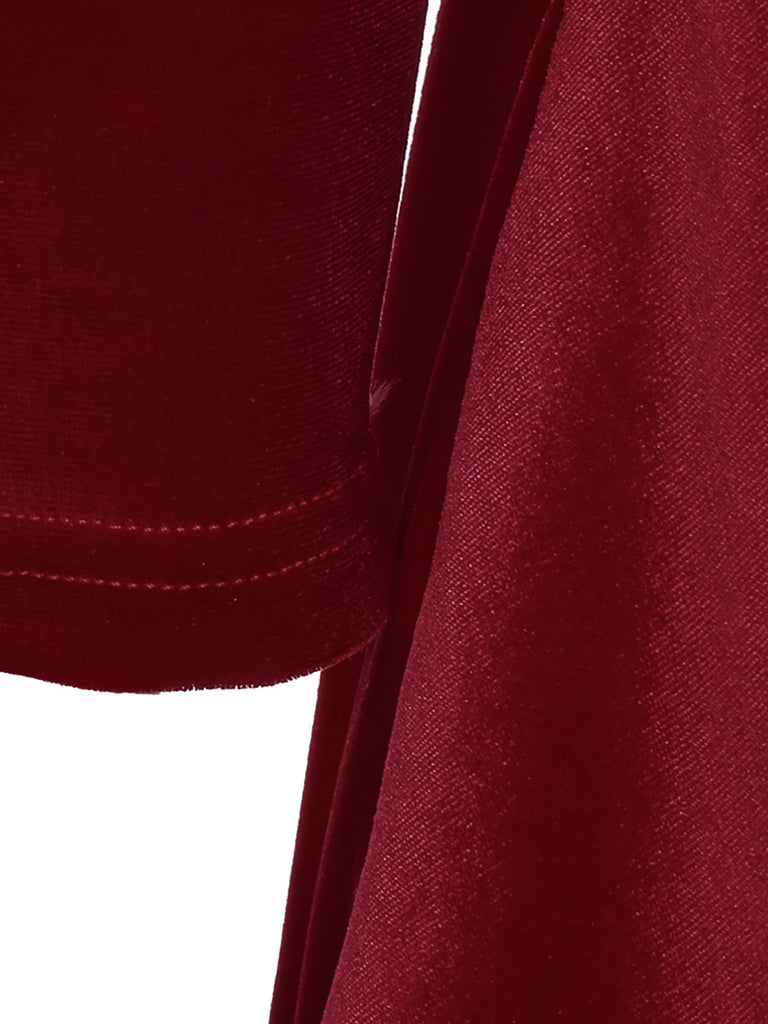 Abito in velluto con collo di pelliccia di Babbo Natale rosso anni '50