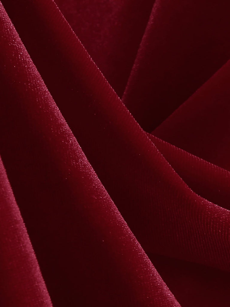 Abito in velluto con collo di pelliccia di Babbo Natale rosso anni '50