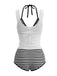 3 Pezzi Righe Set Bikini & Sheer Cover-Up Tank Anni '80