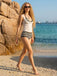 3 Pezzi Righe Set Bikini & Sheer Cover-Up Tank Anni '80