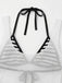 3 Pezzi Righe Set Bikini & Sheer Cover-Up Tank Anni '80