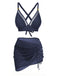 3PCS-Bikini-blu-con-bottoni-in-metallo-massiccio-anni '50