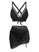 3PCS-Bikini-nero-con-bottoni-in-metallo-massiccio-anni '50