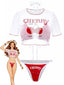 3PCS Set bikini rosso anni '50 con stampa a ciliegie e laccetti