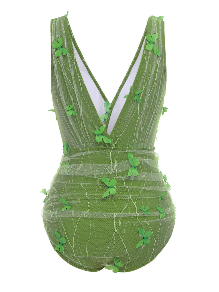 Costumi in rete farfalle 3D verde anni '60