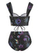 Set Bikini stampa neon nebula gotico nero anni '80
