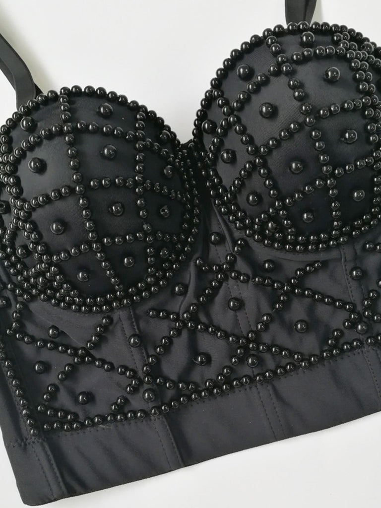 Corsetto in perle canotta a spina di pesce anni '80