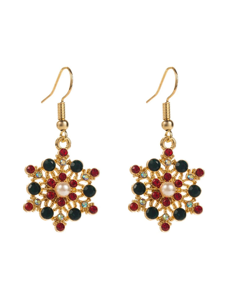 Orecchini con cappello di Natale e fiocco di neve con strass