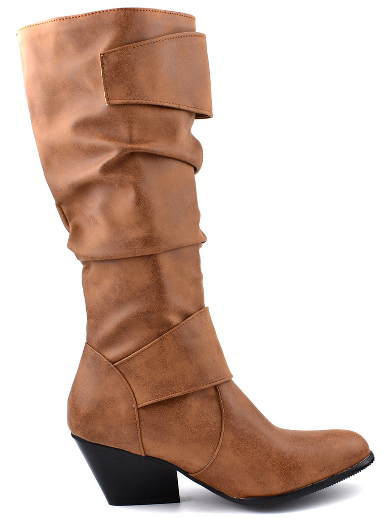 stivali alti cowboy in stile western con fibbia vintage