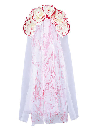Velo in tulle per sposa fantasma con rosa di sangue