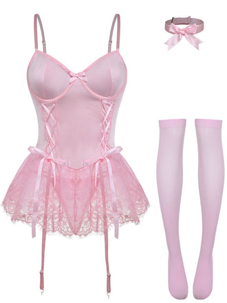 Completo body con corsetto e pizzo anni '60