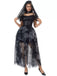 Completo abito in tulle da sposa fantasma Halloween nero anni '70