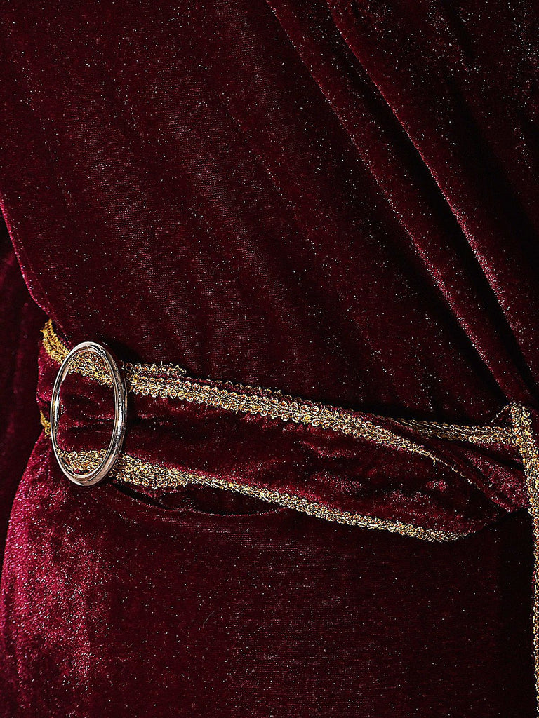 Abito Tangled Mother Gothel in velluto bordeaux anni '30