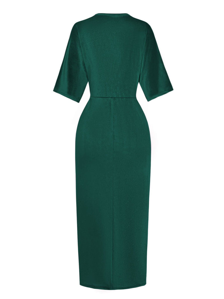 Abito in velluto a mezza manica tinta unita anni '60