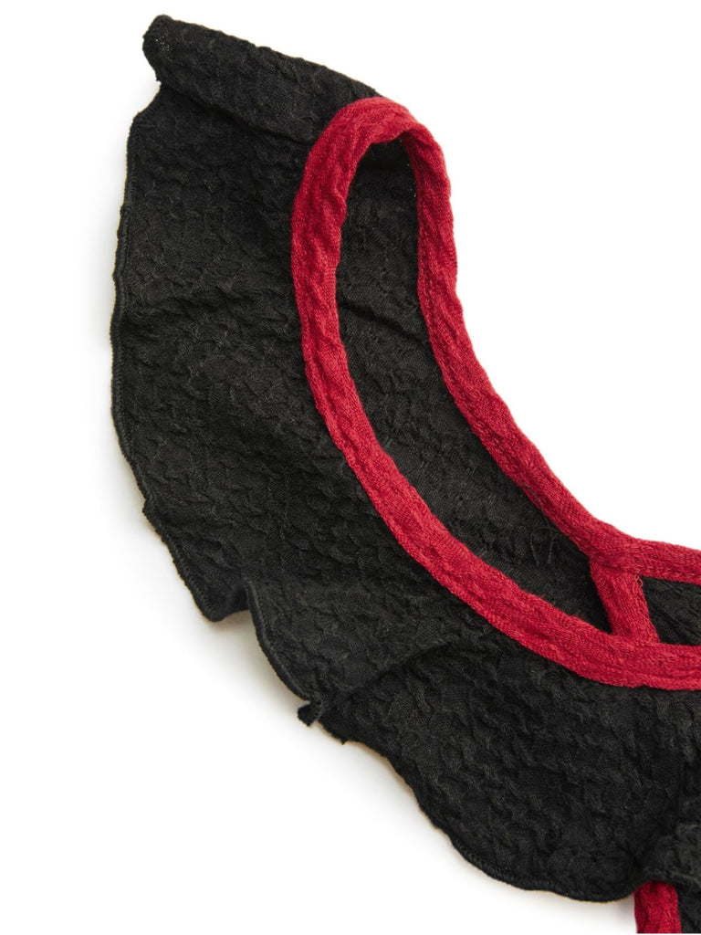 Abito da sirena in maglia con volant e scollo a V nero anni '30