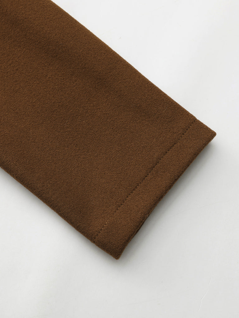 Cappotto a ruota in lana sintetica tinta unita con revers anni '40