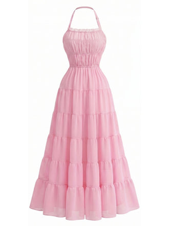 Elegant 1950s Vintage Halter Dress 2