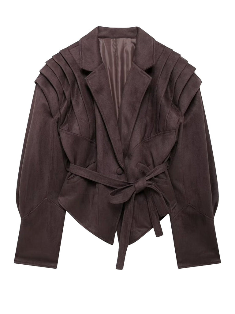 Giacca con lacci e scollo a V con bottoni anni '80