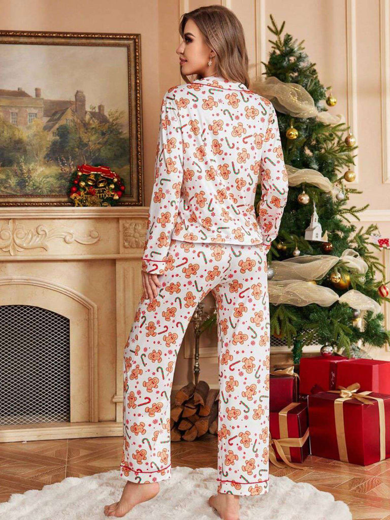 Pigiama natalizio bianco con pan di zenzero anni '80