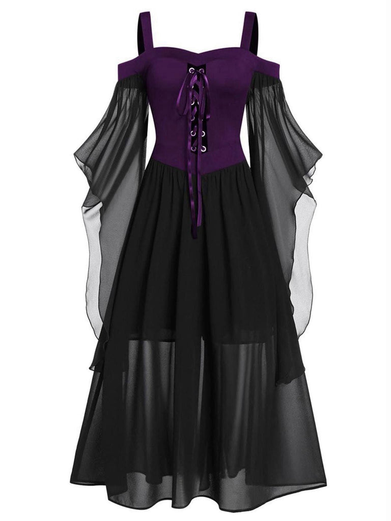 Abito con spalline trasparenti da strega Halloween anni '50