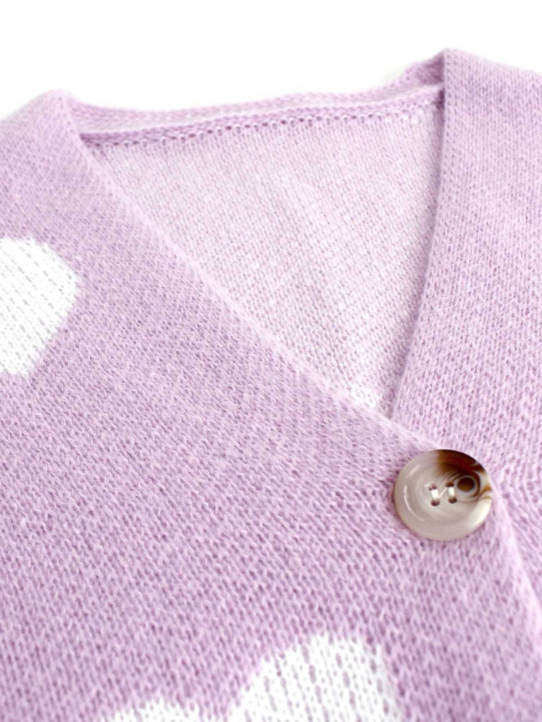 Cardigan in maglia con stampa a cuore per San Valentino anni '50