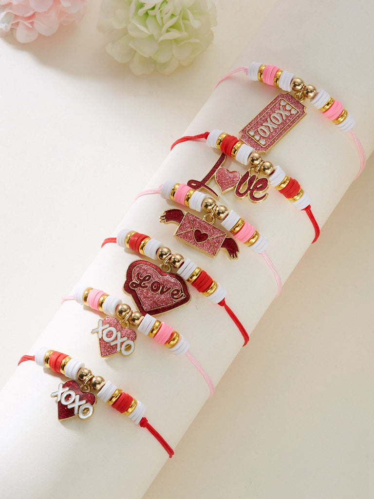 Bracciale regolabile intrecciato a forma di cuore per San Valentino