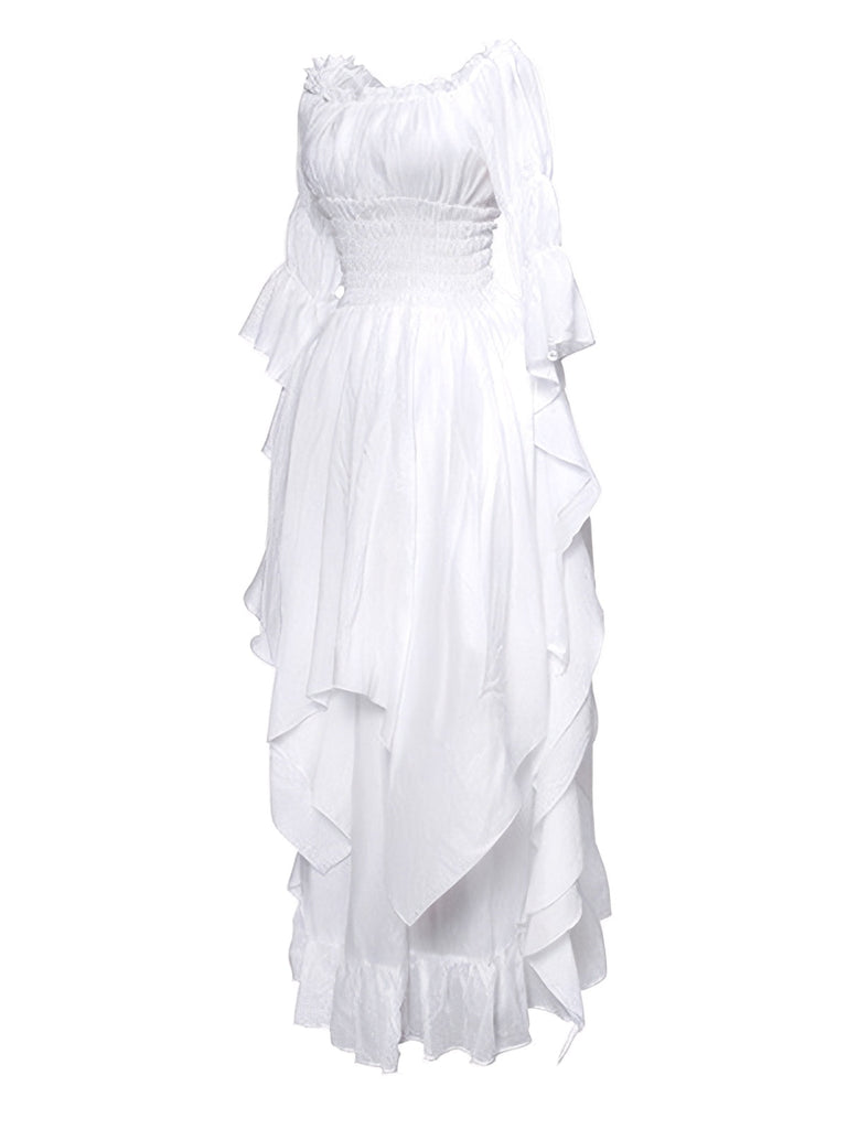 Abito con maniche a campana e orlo irregolare gotico anni '80