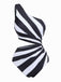 Costume da Bagno One-Shoulder Zebra con Stampa con Cut-Out Anni '60