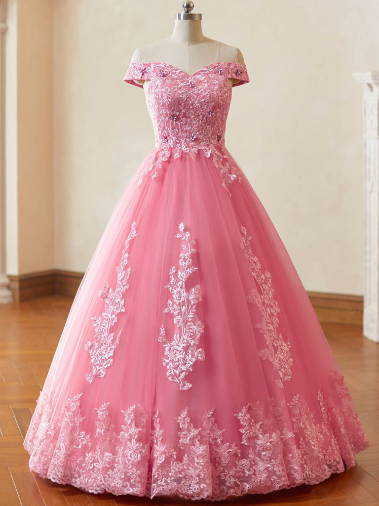 Abito da ballo in pizzo e rete Glinda Wicked rosa anni '30