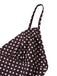 Abito a pois con scollo a V e spalline sottili marrone anni '80