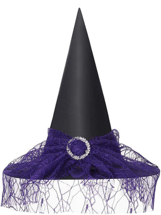 Cappello da strega a punta patchwork in rete Halloween