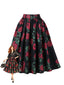 Gonna Plissettata Rossa Anni '50 con Stampa Rose Floreale