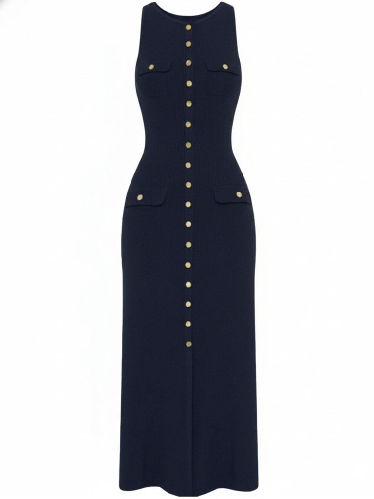 Abito in maglia monopetto senza maniche anni '60