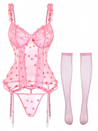 Camicia da notte con pizzo a cuore trasparente anni '80