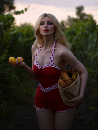 Costumi intero patchwork scollo all'americana bordeaux anni '40