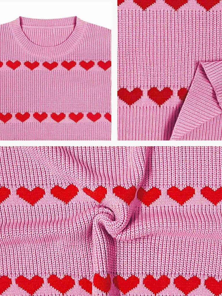 Maglione a maglia a forma di cuore San Valentino anni '40