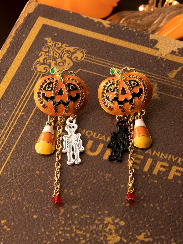 Orecchini in lega a forma di teschio di zucca Halloween